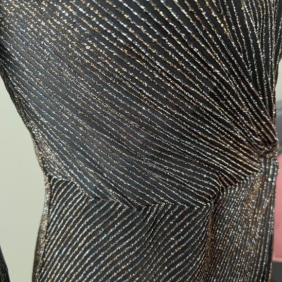 Mi Ami Black Dress with Gold & Silver Metallic Stripes - Picture 4 of 4